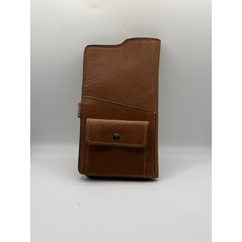 Kelly Moore Brown Genuine Leather Travel Wallet Organizer Passport Holder Clutch